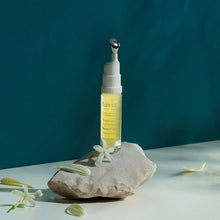 Load image into Gallery viewer, Lavido Instant Glow Restorative Eye Serum on a stone against a dark teal wall