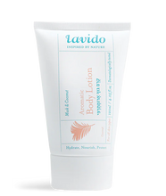 Load image into Gallery viewer, Lavido Musk &amp; Coconut Aromatic Body Lotion 4.05 oz tube on a white background